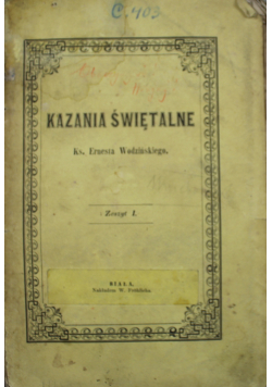 Kazania świętalne Zeszyt I 1854 r.