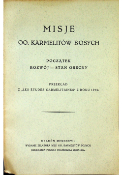 Misje OO. karmelitów Bosych 1937r.