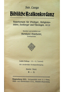 Biblische Realkonkordanz Zweite Band K - Z 1913 r.