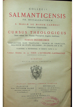 Collegii Salmanticensis Fr. Discalceatorum tom 12 1879 r.