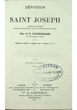 Devotion a Saint Joseph 1878r