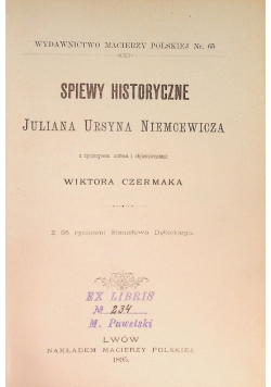 Śpiewy historyczne Juliana Ursyna Niemcewicza, 1895 r.