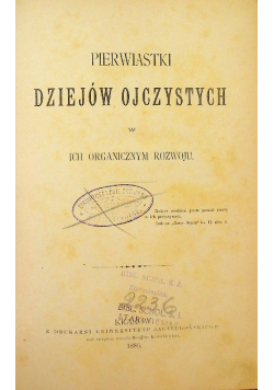 Pierwiastki dziejów ojczystych, 1886r.