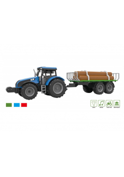 Traktor z przyczepą z drewnem,dźwiękami i światłem