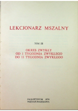 Lekcjonarz  mszalny Tom III