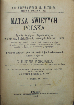 Matka Świętych Polska część IV 3 miesiące 1896 r.