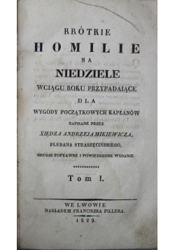 Krótkie homilie na niedziele Tom I 1829 r.