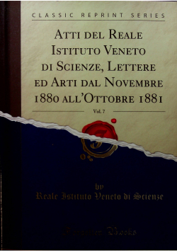 Atti del Reale Istituto Veneto di Scienze vol 7 Reprint z 1880 r