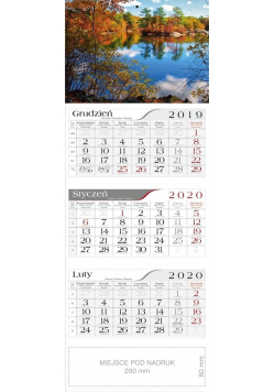Kalendarz 2020 Trójdzielny Jesienny staw CRUX
