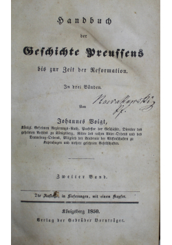 Handbuch der Geschichte Dreussens zweiter band  1850r.