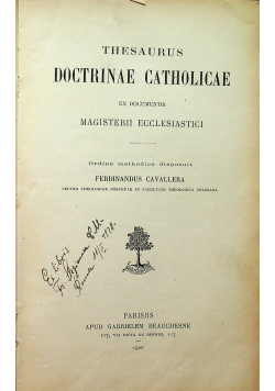 Thesaurus Doctrinae Catholicae 1920 r.