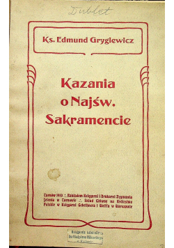 Kazania o najświętszym sakramencie 1910 r