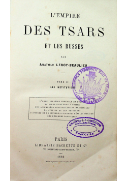 L'Empire des Tsars et les Russes Tome II 1882 r.