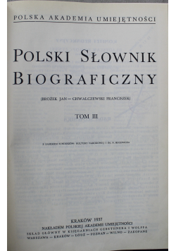 Polski Słownik Biograficzny Tom III 1937 r