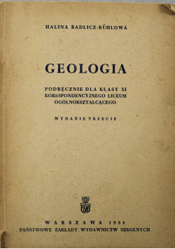 Geologia Podręcznik dla klasy XI korespondencyjnego liceum ogólnokształcącego