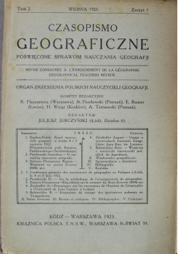 Czasopismo Geograficzne Tom I 1923 r.