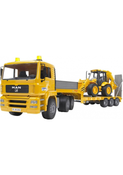 MAN TGA z naczepą i z koparko-ładowarką JCB 4CX