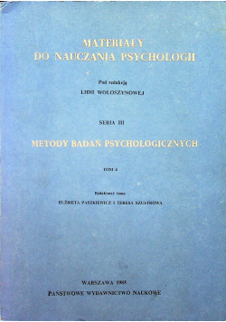 Materiały do nauczania psychologii,metody badań psychologicznych