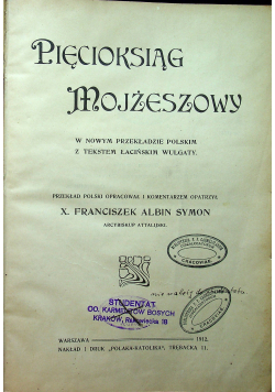 Pięcioksiąg Mojżeszowy 1912 r.
