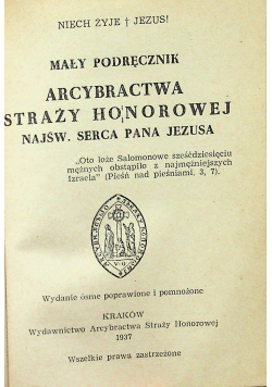 Mały podręcznik antybractwa  straży honorowej najśw serca Pana Jezusa 1937 r