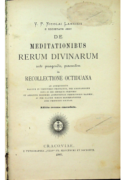 De Meditationibus Rerum Divinarum  1883 r