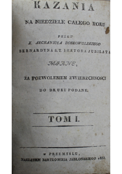 Kazania na niedziele całego roku Tom I 1833 r