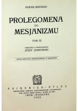 Prolegomena do Mesjanizmu tom III 1925 r