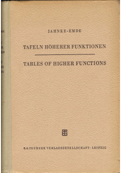 Tafeln Hoherer Funktionen