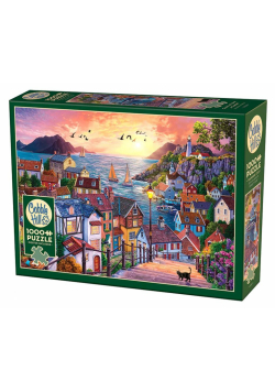 Puzzle 1000 Zachód słońca w nadmorskim miasteczku