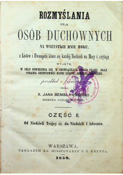 Rozmyślania dla osób duchownych część II1859 r