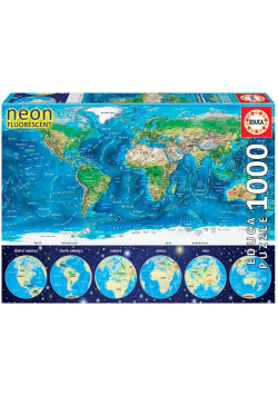 Puzzle 1000 Mapa świata (fluorescencyjne) G3