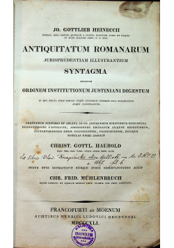 Antiquitatum Romanarum jurisprudentiam illustratium Syntagma 1841 r.