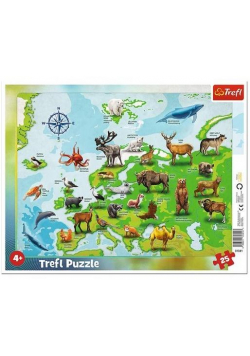 Puzzle ramkowe 25 Mapa Europy ze zwierzętami TREFL