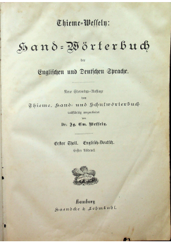 Hand Worterbuch der Englischen und Deutschen Sprache 2 tomy