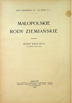 Małopolskie Rody ziemiańskie 1928 r.