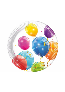 Talerzyki papierowe Sparkling Balloons 23cm 8szt