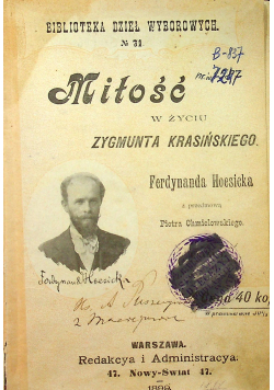 Miłość w życiu Zygmunta Krasińskiego 1899 r.