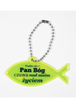 Zawieszka odblaskowa. Rybka - Pan Bóg czuwa nad...
