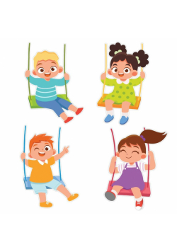Dekoracja wiosenna Dzieci na huśtawkach