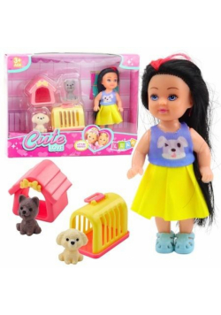 Laleczka mini w sukience z pieskiem