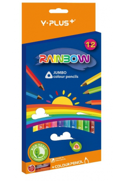 Kredki Jumbo Rainbow + temperówka 12 kol