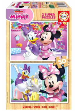 Puzzle drewniane 2x50 Myszka Minnie Daisy