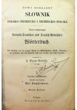 Nowy dokładny słownik polsko niemiecki i niemiecko polski I