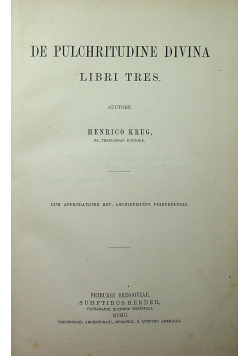 De pulchritudine divina libri tres 1902 r