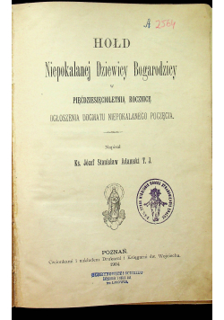 Hołd  Niepokalanej Dziewicy  Bogurodzicy 1904r