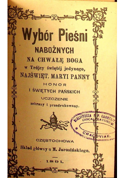 Wybór pieśni nabożnych na chwałę Boga 1891r