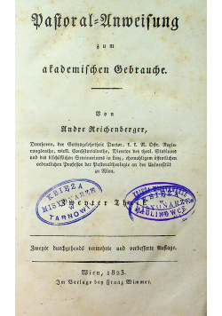 Pastoral unweisung zum afademischen gebrauche 1825 r
