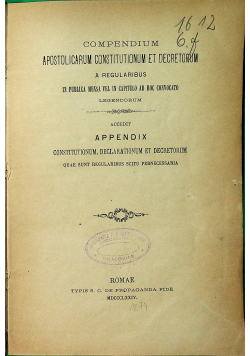 Apostolicarum Constitutionum Et Decretorium