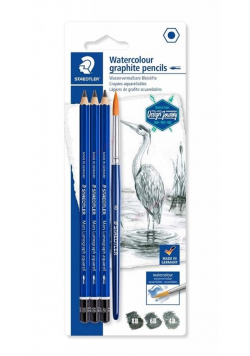 Ołówek akwarelowy 4B, 6B, 8B + pędzelek STAEDTLER