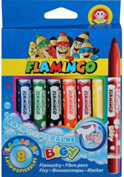 Flamastry jumbo łatwospieralne 8 kolorów